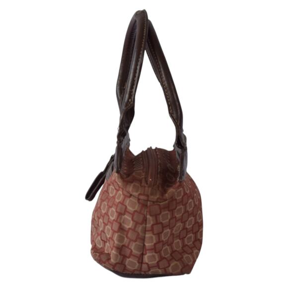 Vintage Nine West Tapestry Mini Handbag Brown Faux Leather Top Handle Purse Y2K - Picture 6 of 8